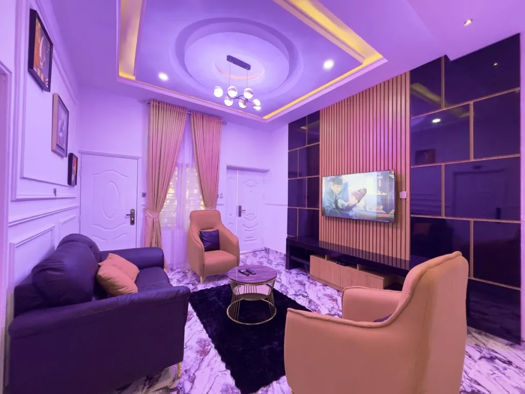 Exquisite living room interior at Georgian Apartments, a leading provider of luxury shortlet apartments in Abuja